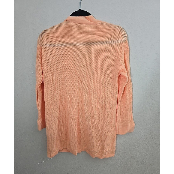 Chico's Orange Linen Blend Open Front Textured Knit Cardigan Sweater Woman 0 SM - Picture 2 of 5